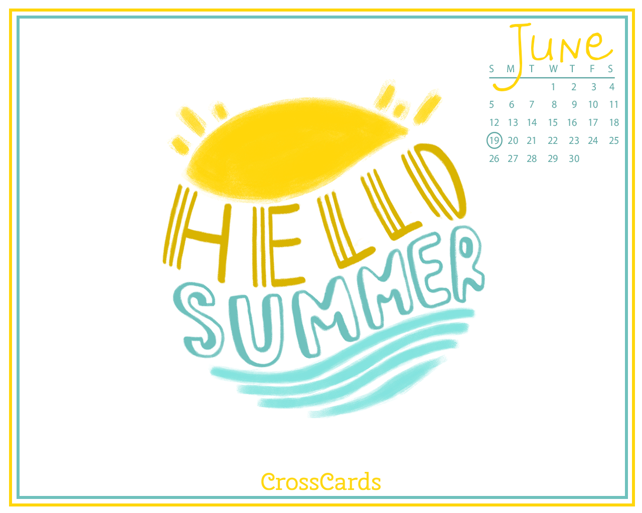 June Hello Summer Desktop Calendar Wallpaper