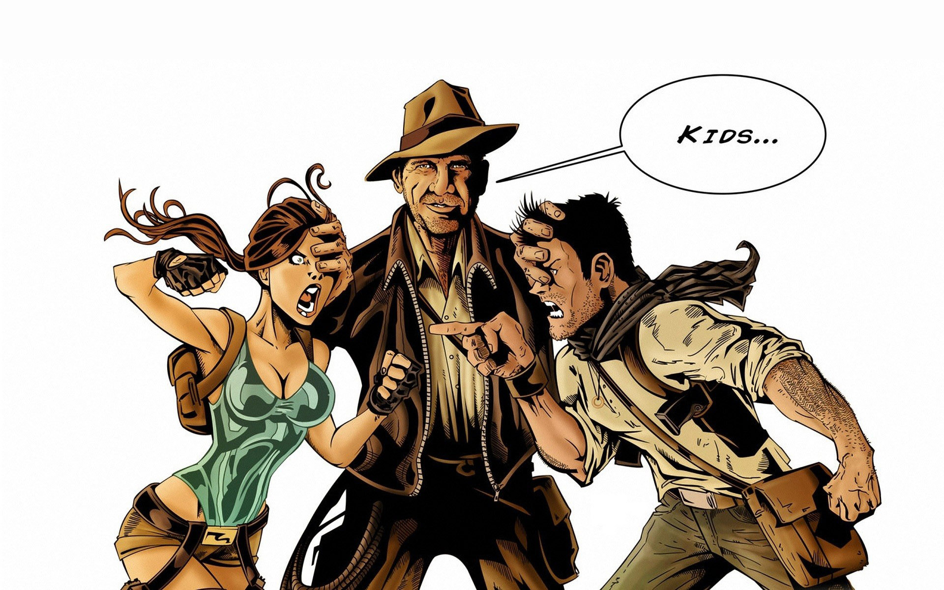 Indiana Jones Lara Croft And Nathan Drake Wallpaper