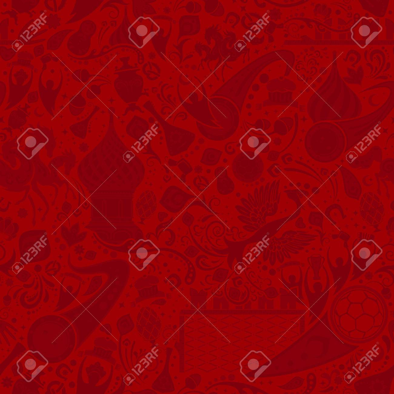 Russian Red Seamless Pattern World Of Russia Background With