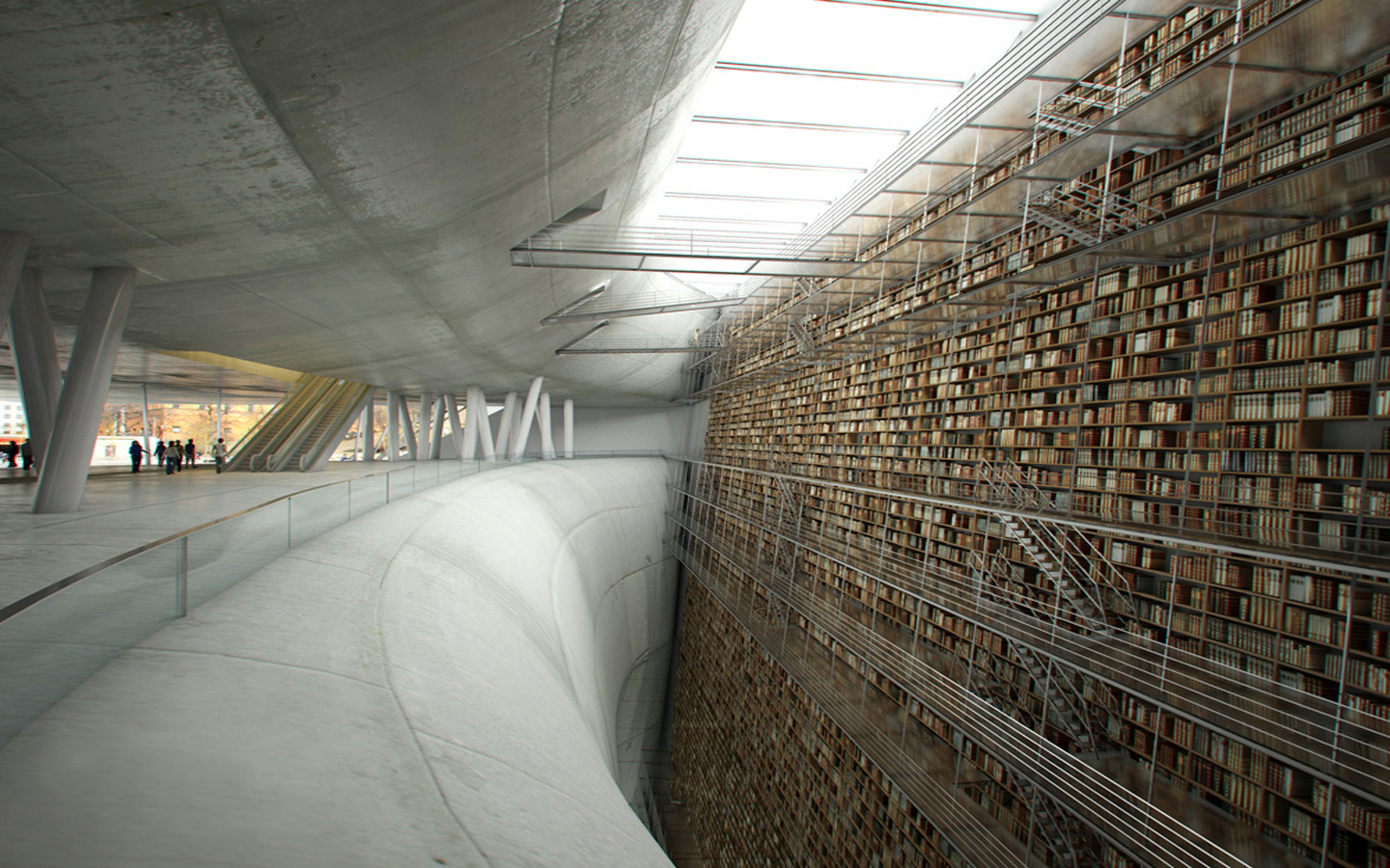Futuristic Library Wallpaper Cliff