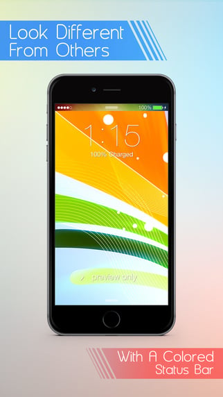 Fancy Status Bar Wallpaper Customizer with Colorful Top Overlays on
