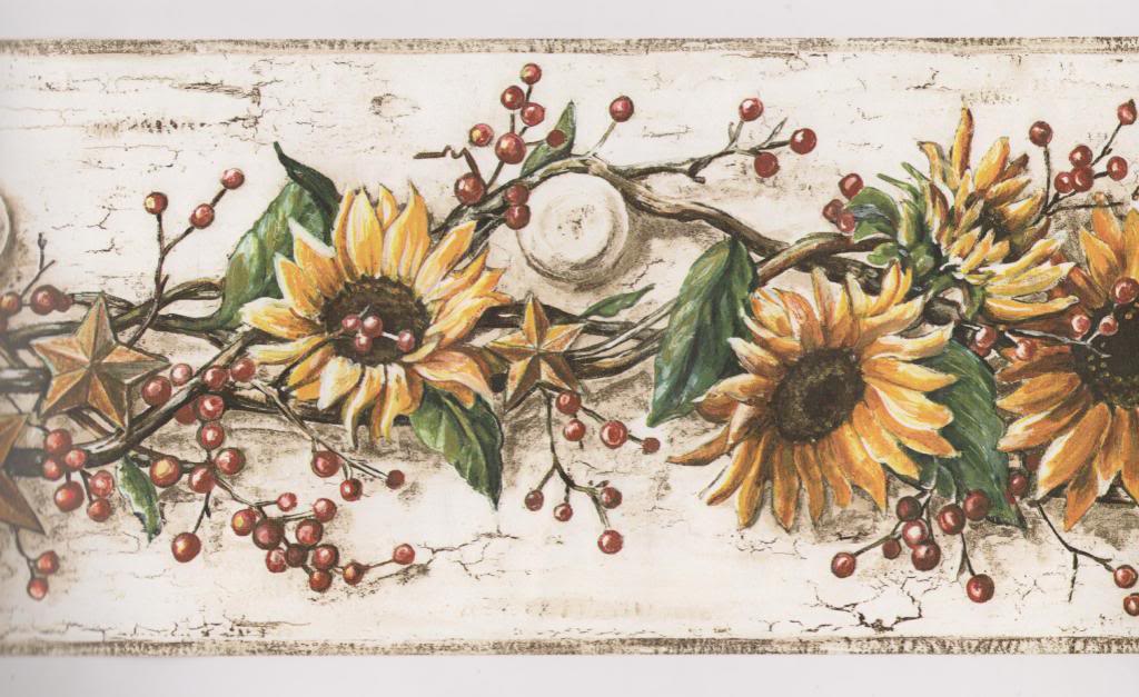 Details About Country Vines Sunflower Berries Wallpaper Border