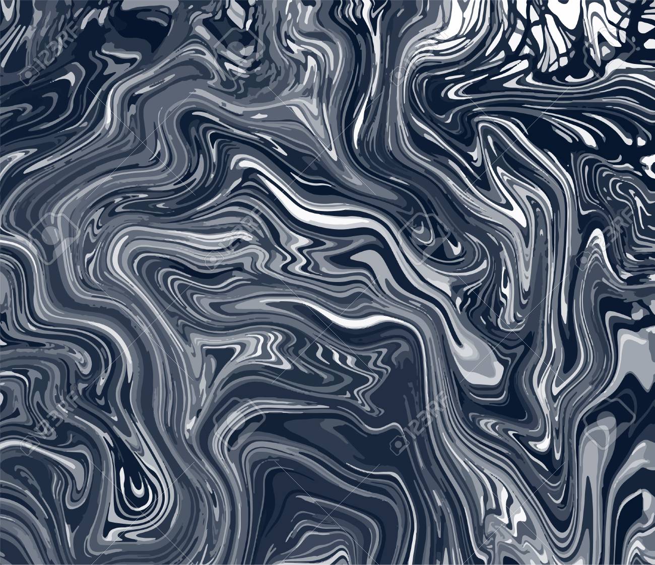 Artistic Illustration Painted Black Waves Dark Gray Marble
