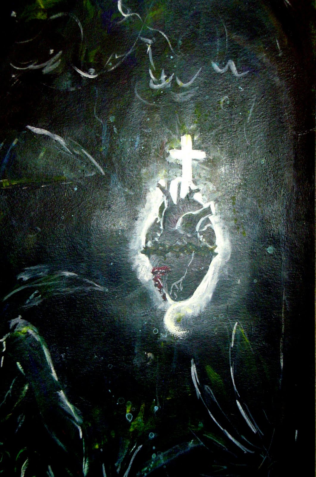 Jesus Sacred Heart With White Cross Image