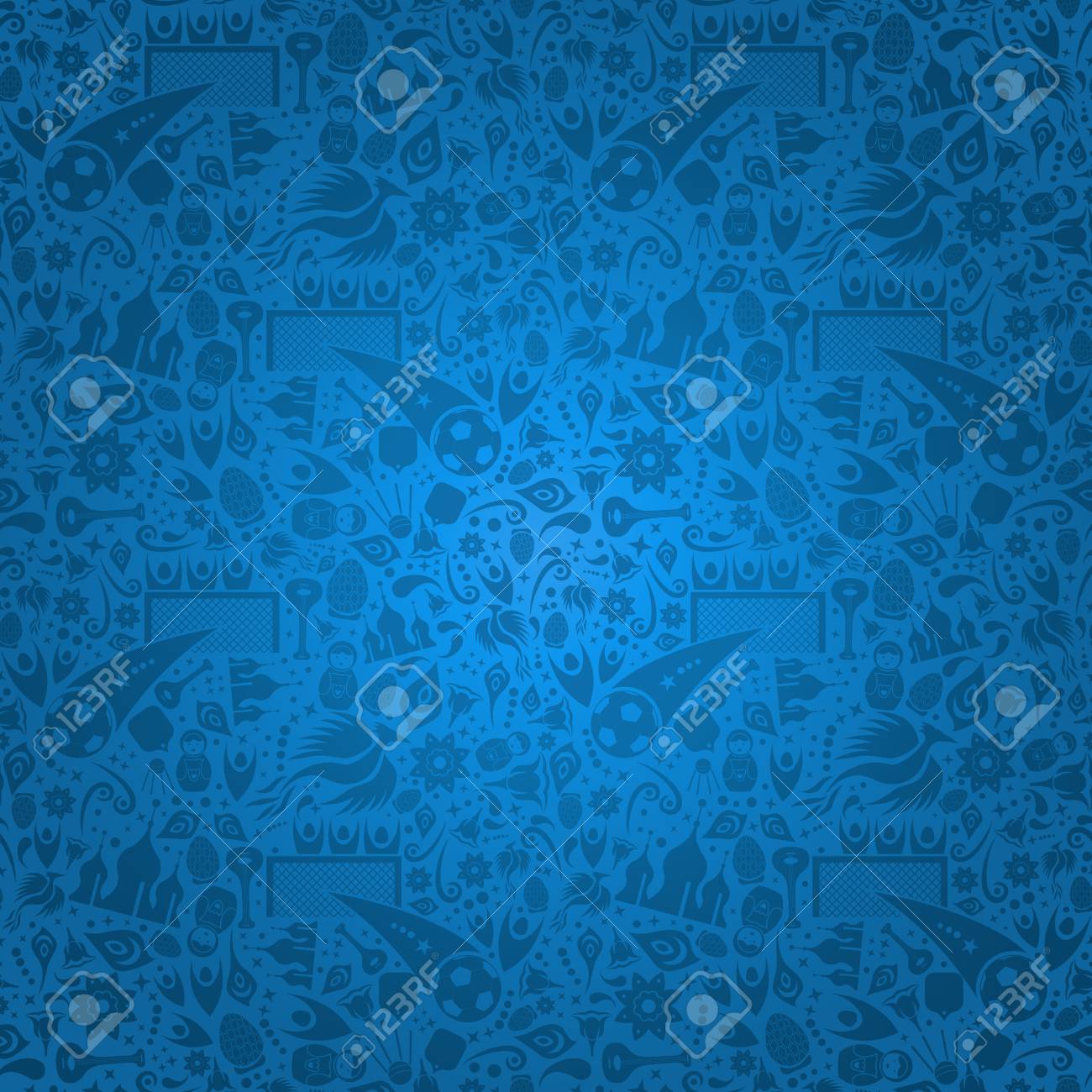 Russia Symbol Decoration Background In Blue Color Traditional