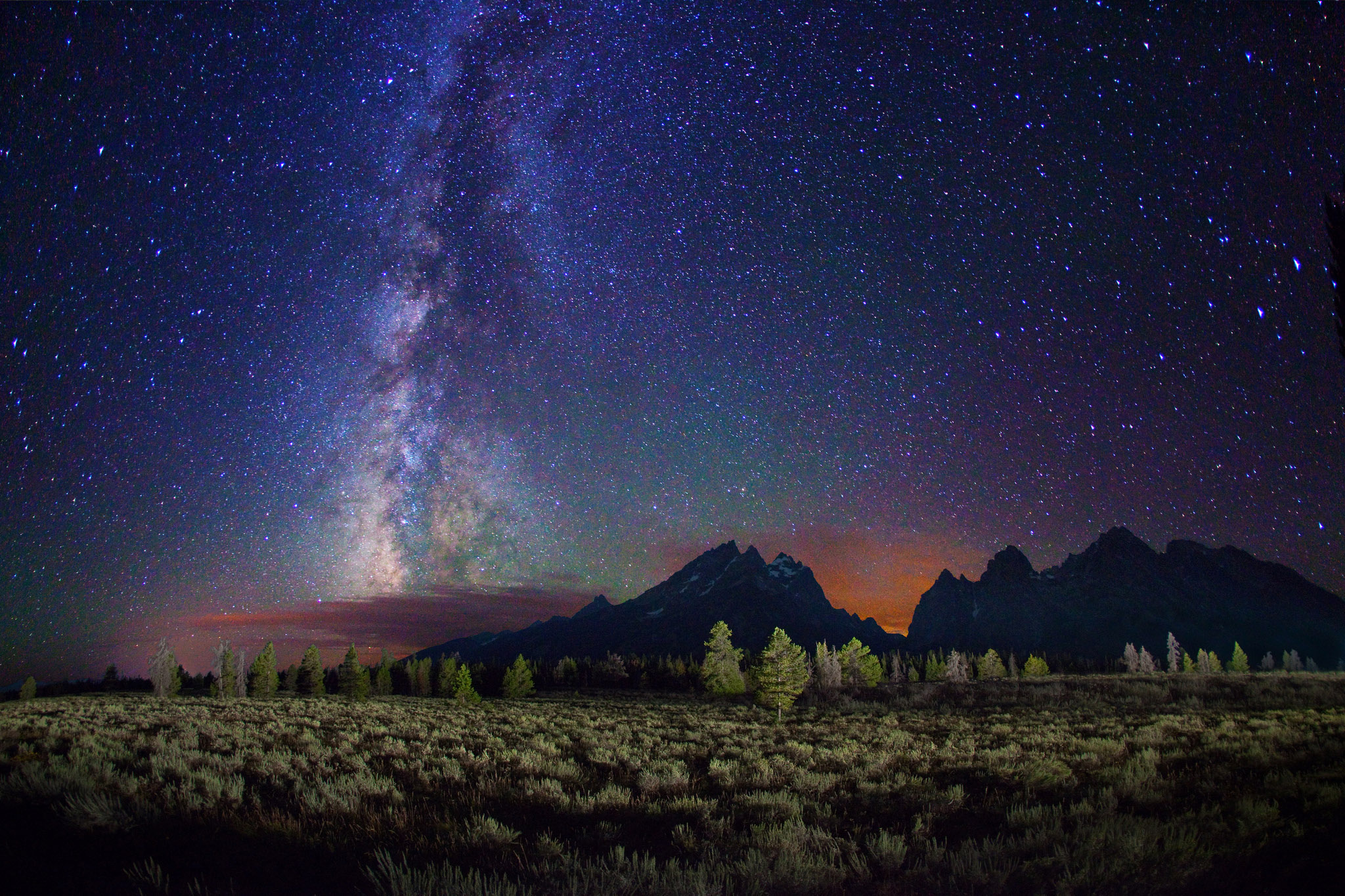 Wallpaper Night Usa Mountains Wyoming Milky Way Teton Starry