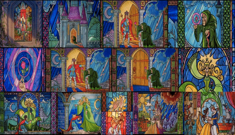 Prologue And End Scene Stained Glass Windows From Disney S Beauty