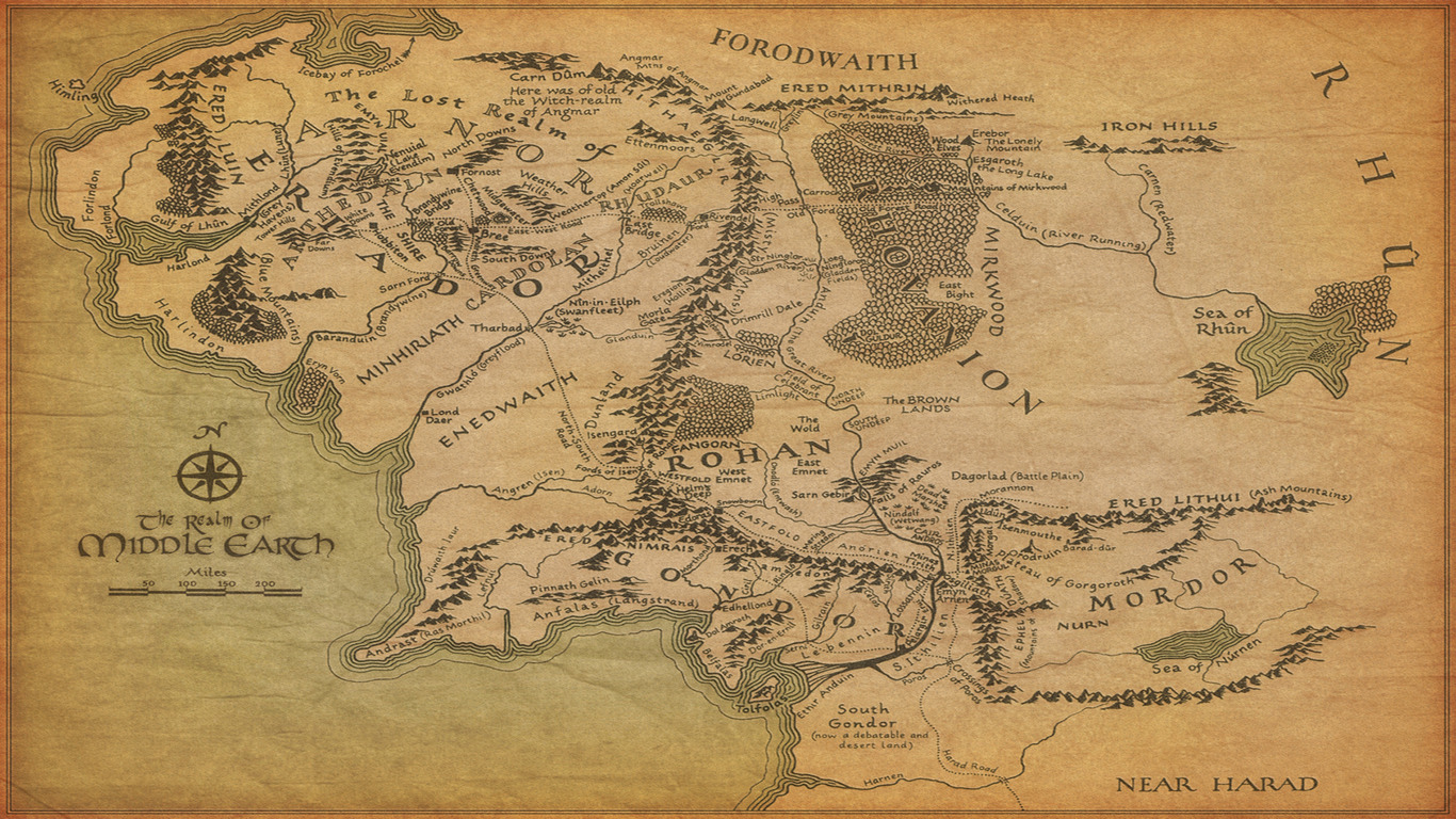 Middle earth map wallpaper 14592 1366x768