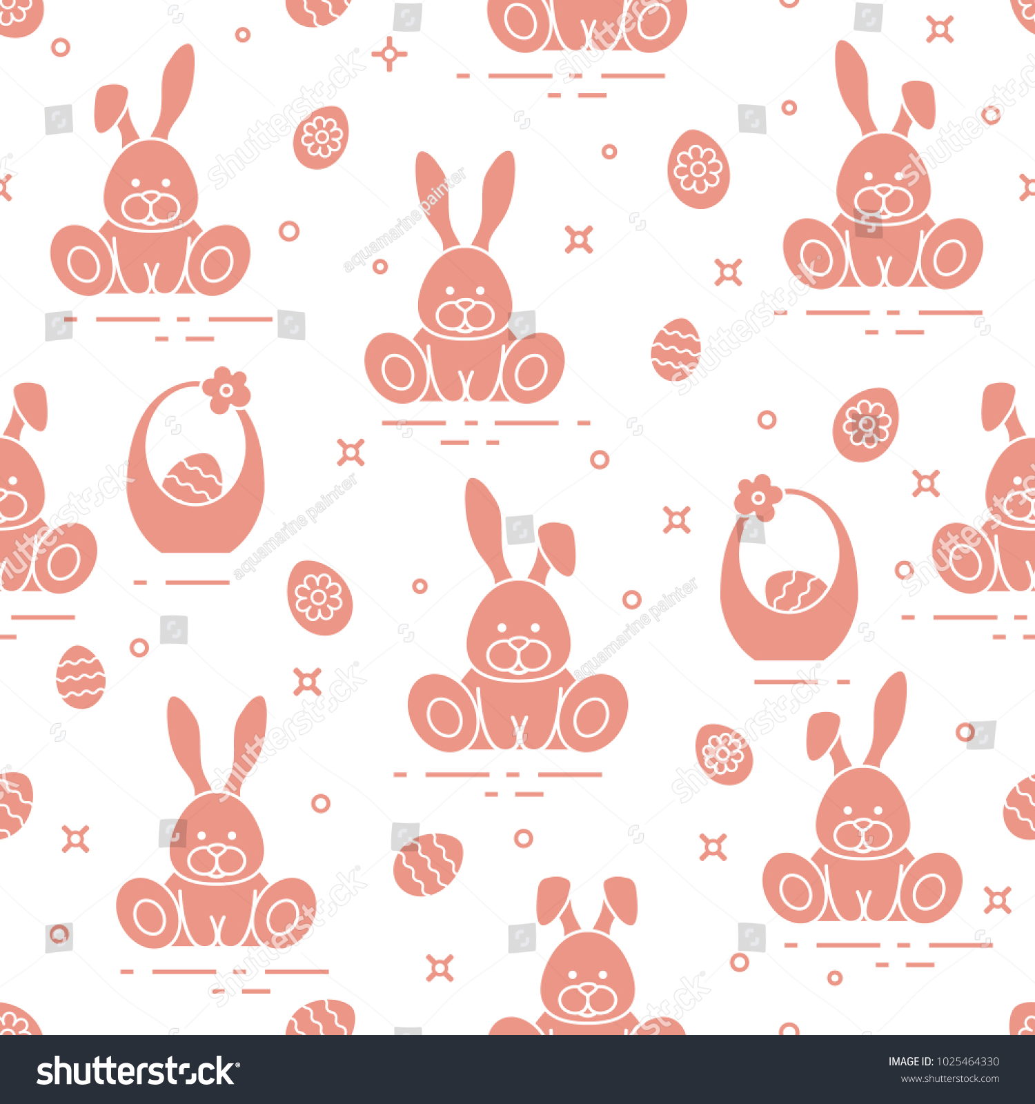 Seamless Pattern Easter Symbols Rabbits Eggs Stock Vector Royalty