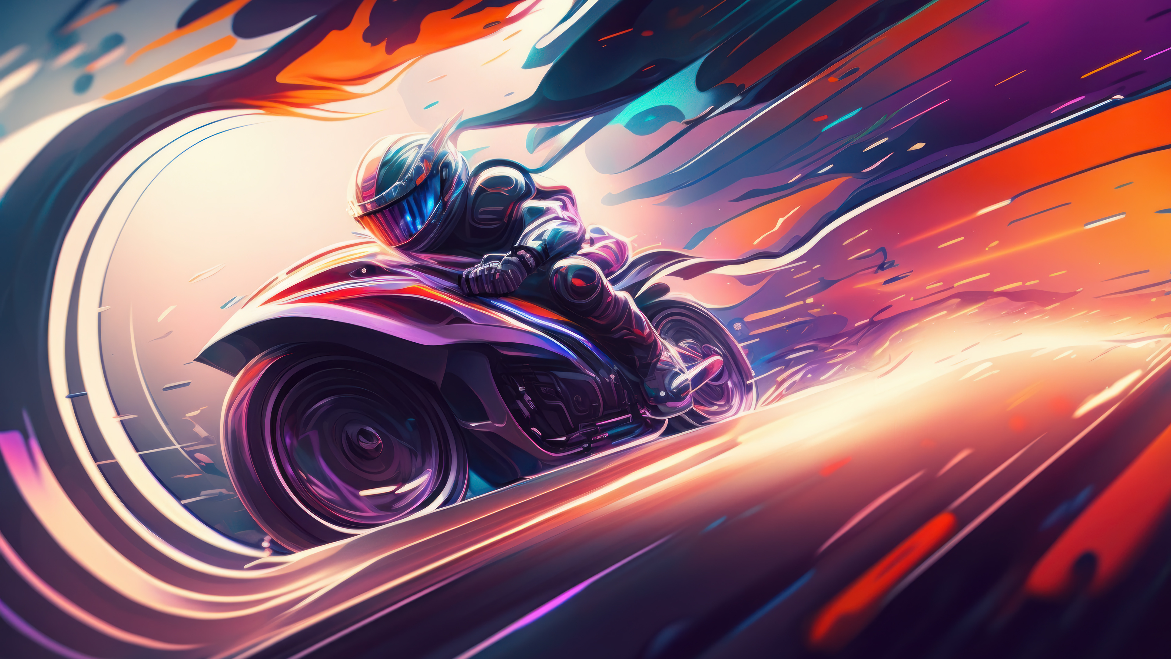 Motorcycle Race Colorful Art 4k Wallpaper