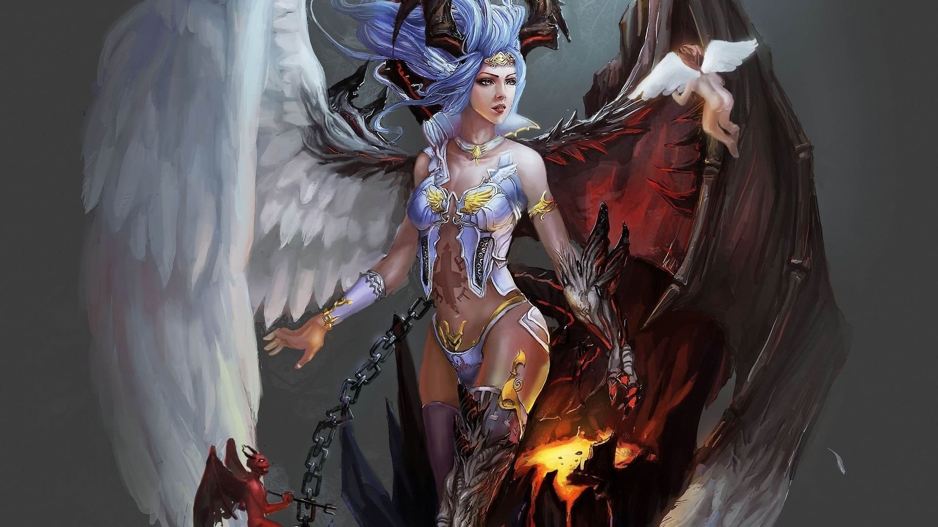 free hd wallpapers 1920x1080 fantasy angel and demon angel and demon
