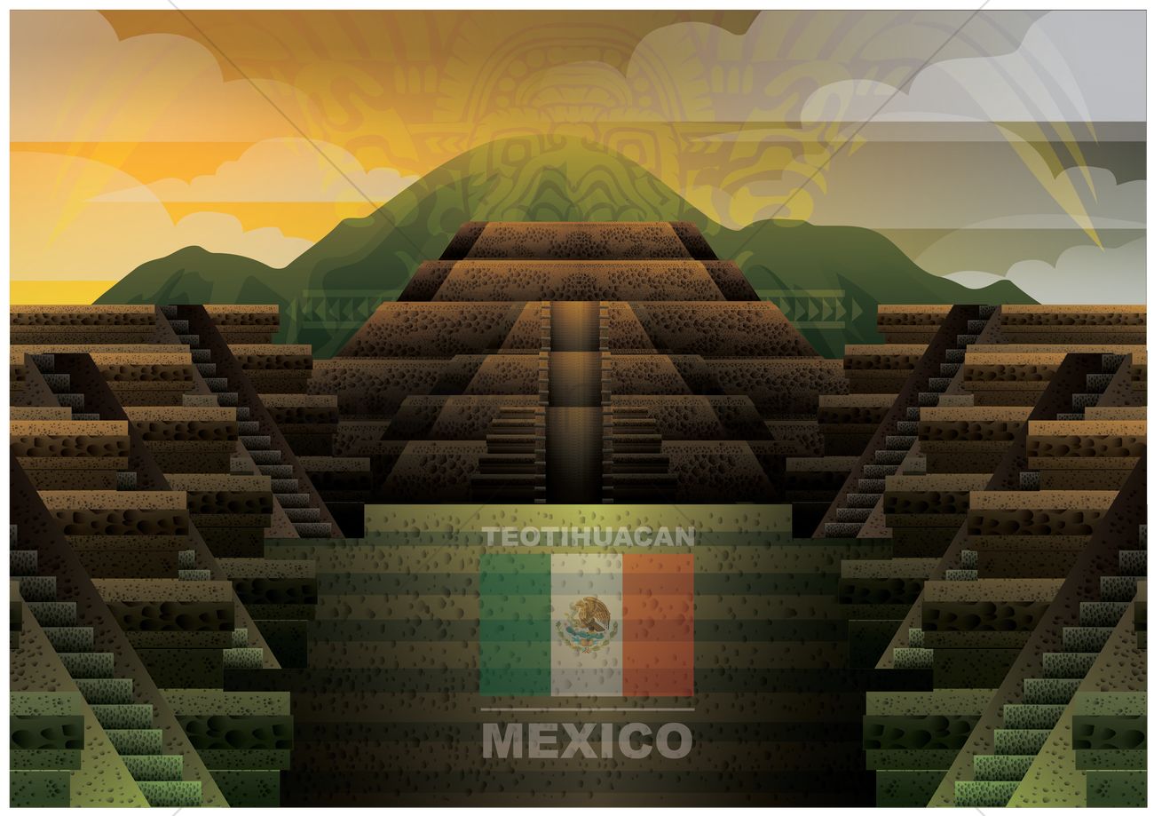 Mayan Pyramid Wallpaper Vector Image Stockunlimited