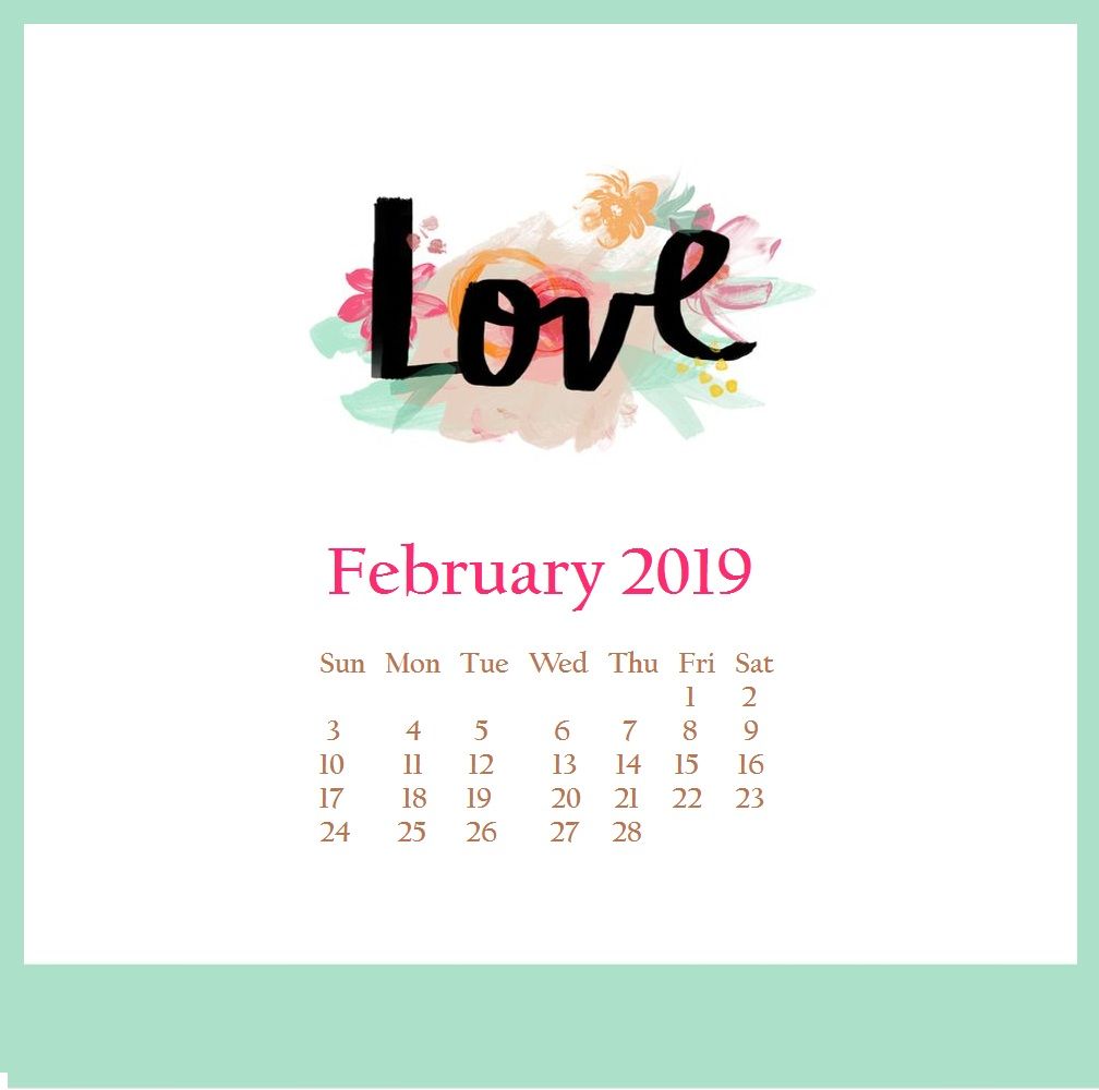 Cute February Desktop Wallpaper Monthly Calendar Templates