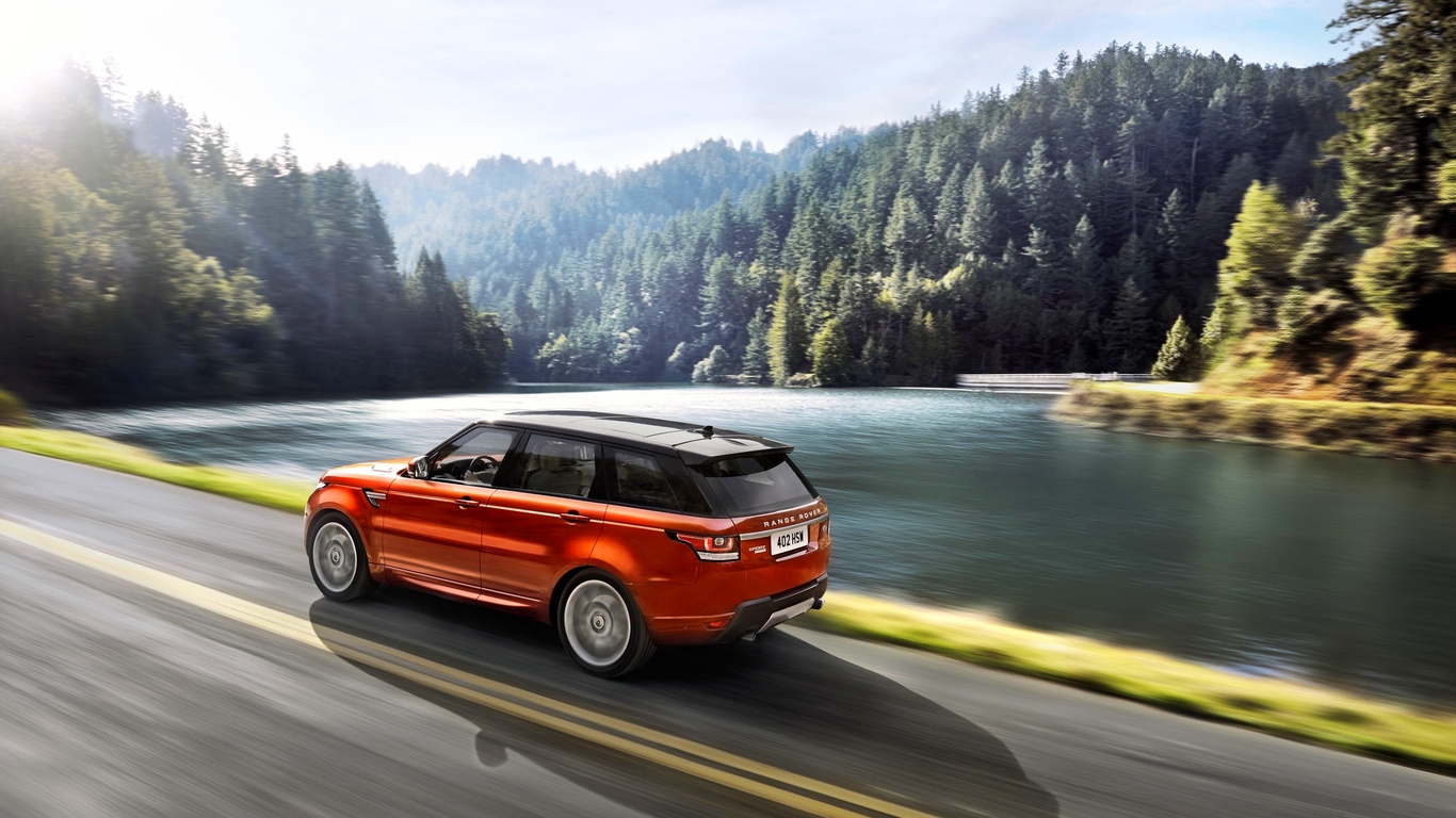 Red Range Rover Sport On A Road Widescreen Wallpaper