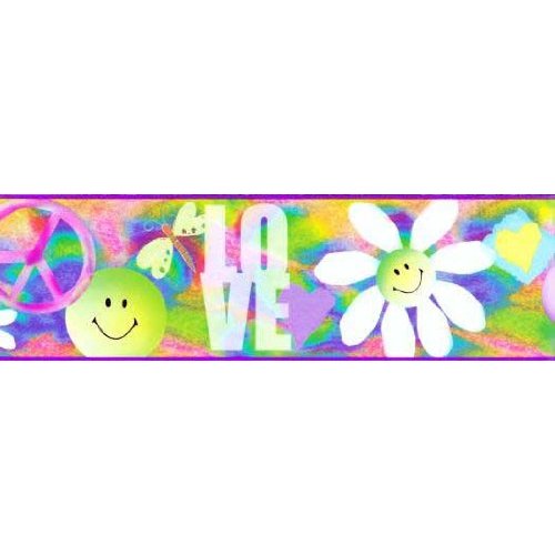 Peace and Love Peace Signs Tie Dyed Wallpaper Border Home