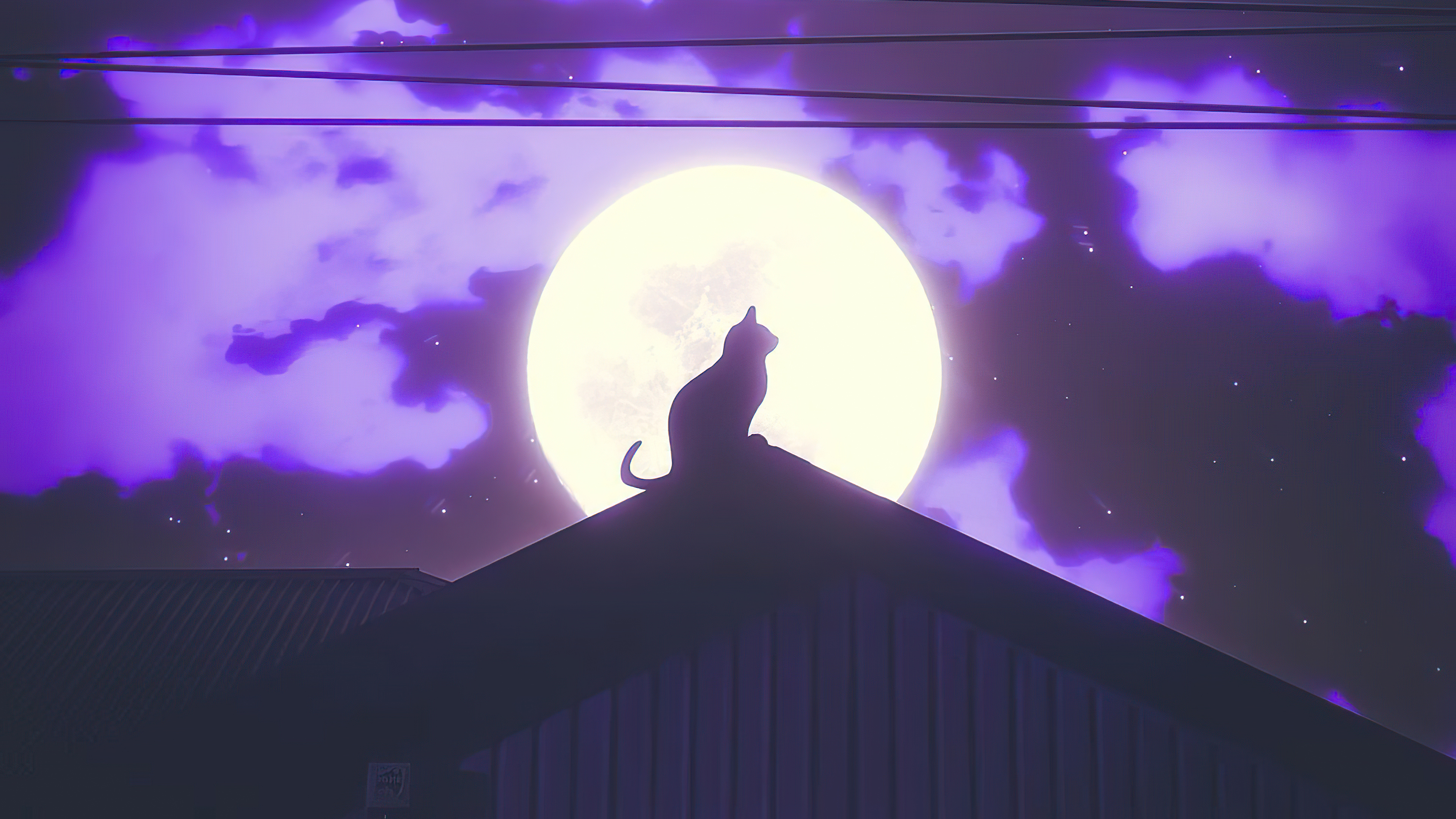 Cat Rooftop Silhouette Wallpaper HD Artist 4k Image Photos