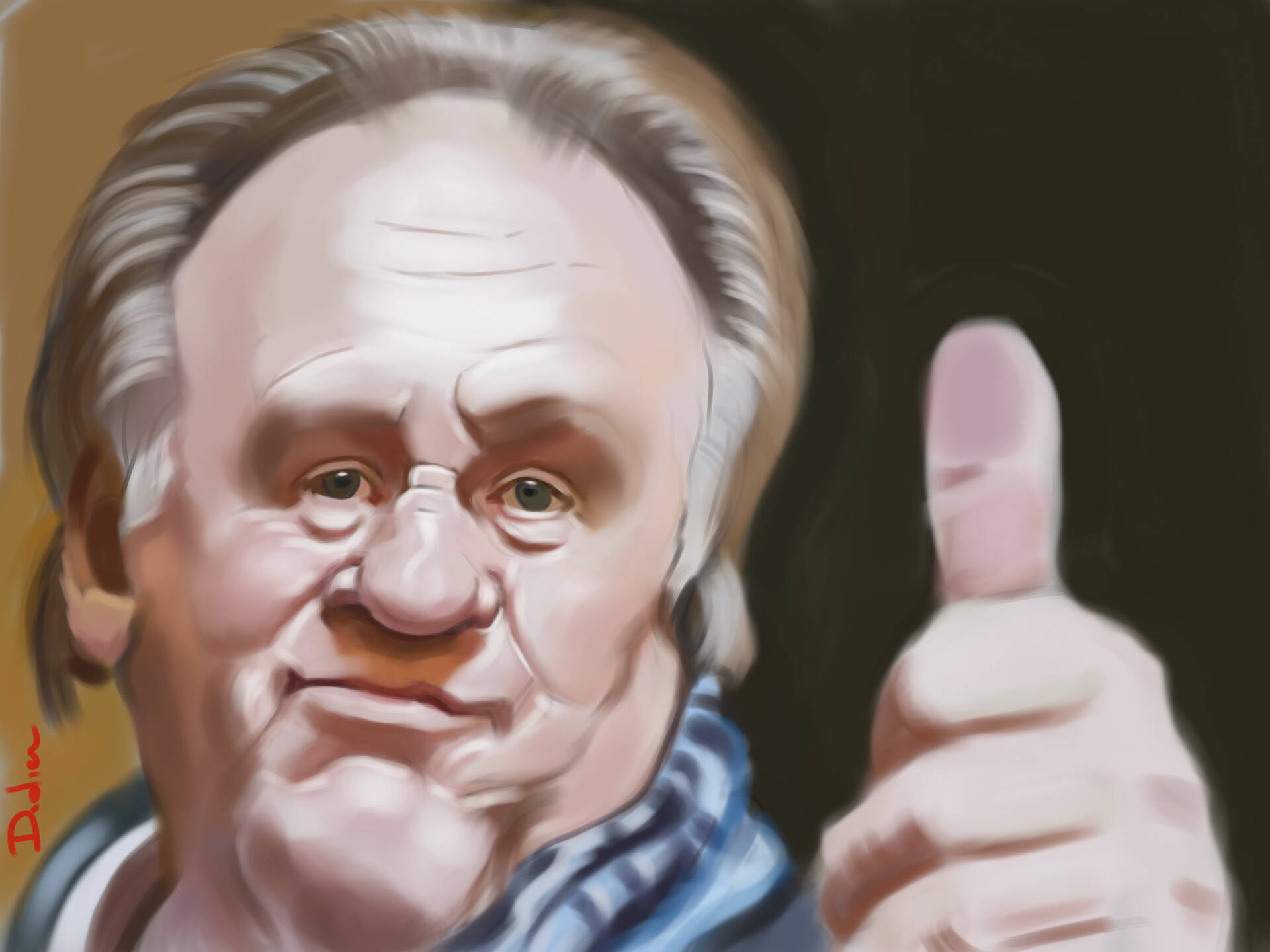 G Rard Depardieu Caricature Thumbs Up Wallpaper