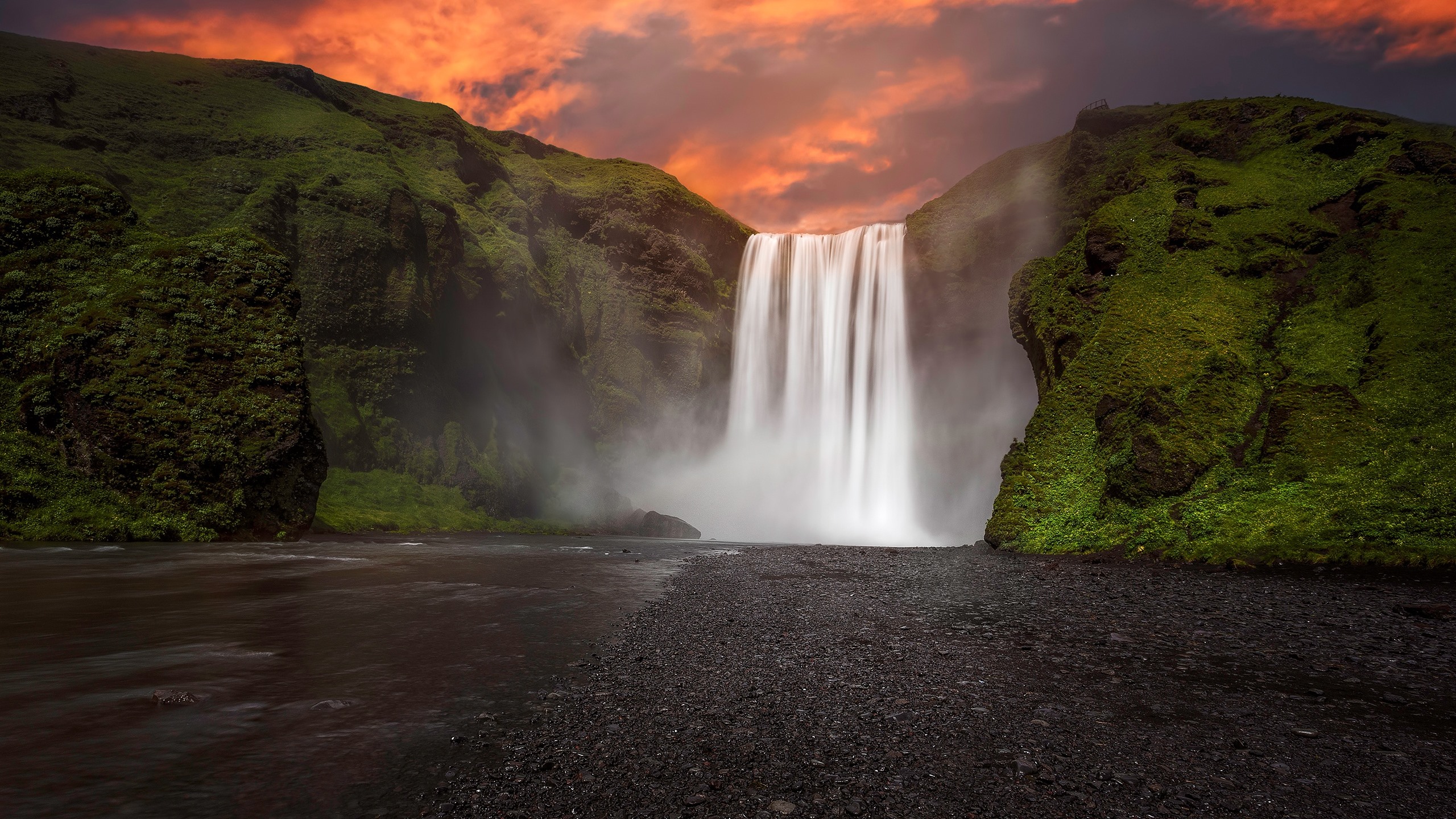 Iceland Skogafoss beautiful waterfalls 750x1334 iPhone 8766S 2560x1440