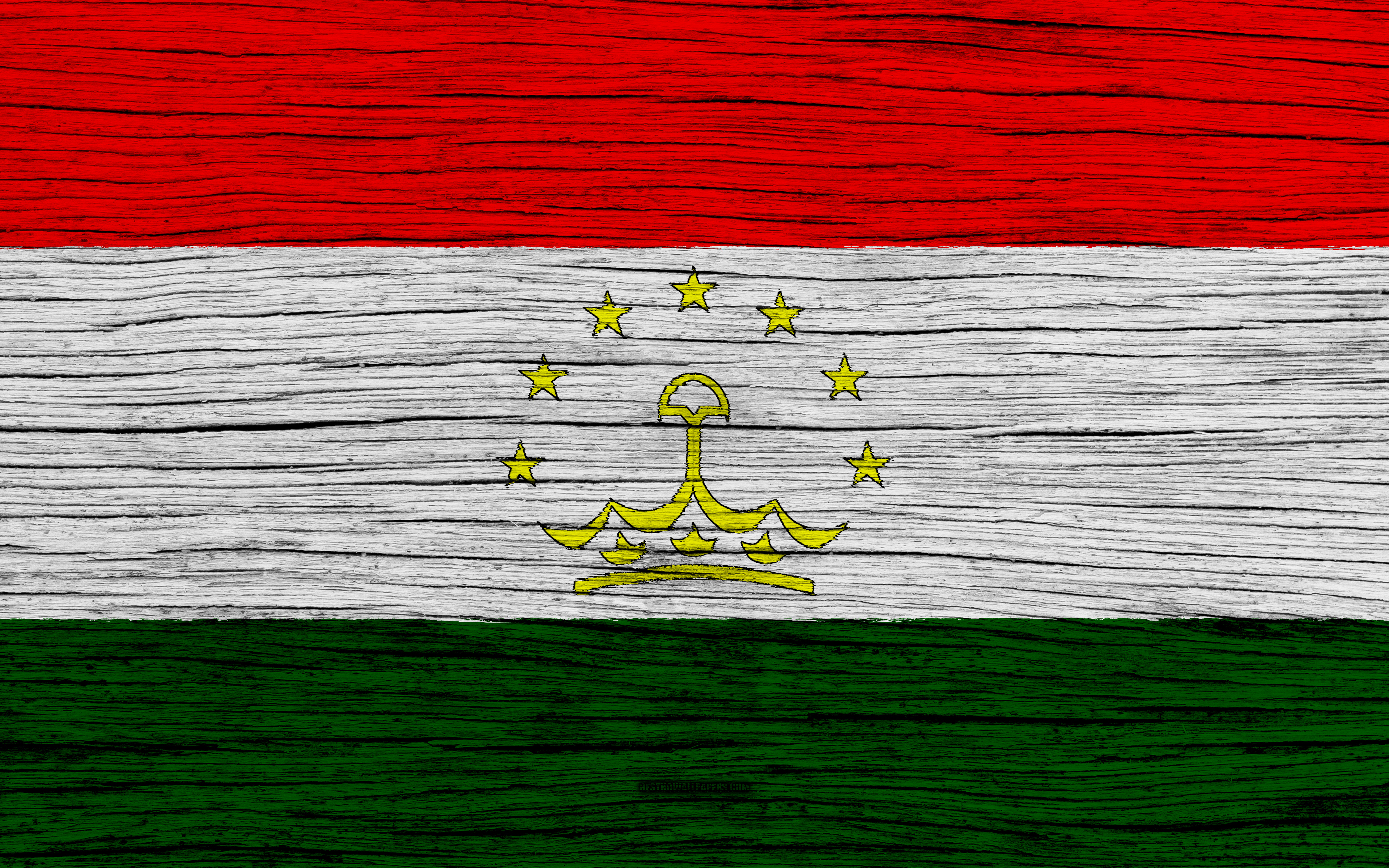 Wallpaper Flag Of Tajikistan 4k Asia Wooden Texture