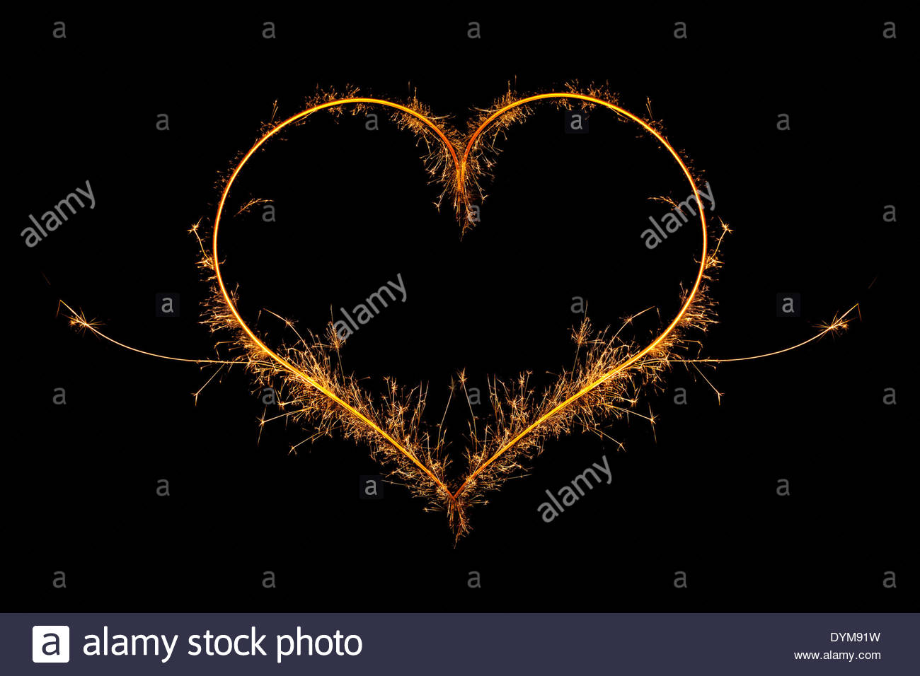 Sparkling Heart Made Of Fireworks On Black Background Fire Love