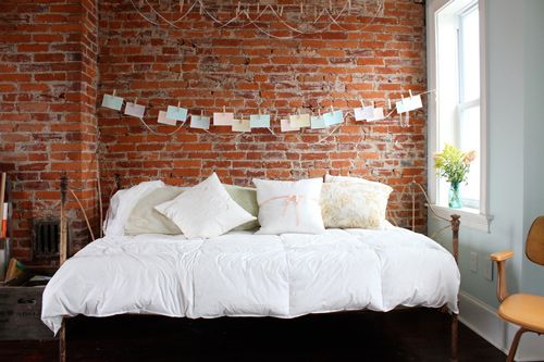 Bright Bedroom Exposed Brick Wallpaper
