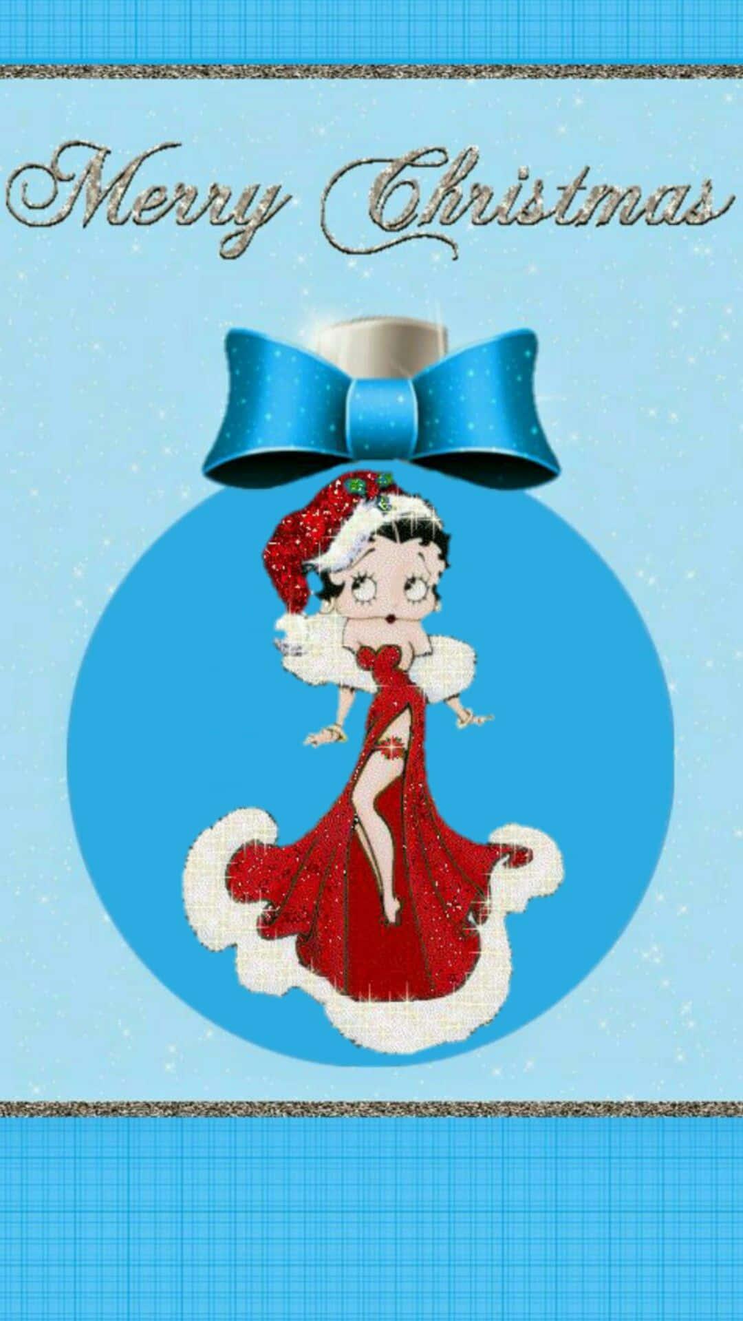 Festive Betty Boop Celebrating Christmas Wallpaper