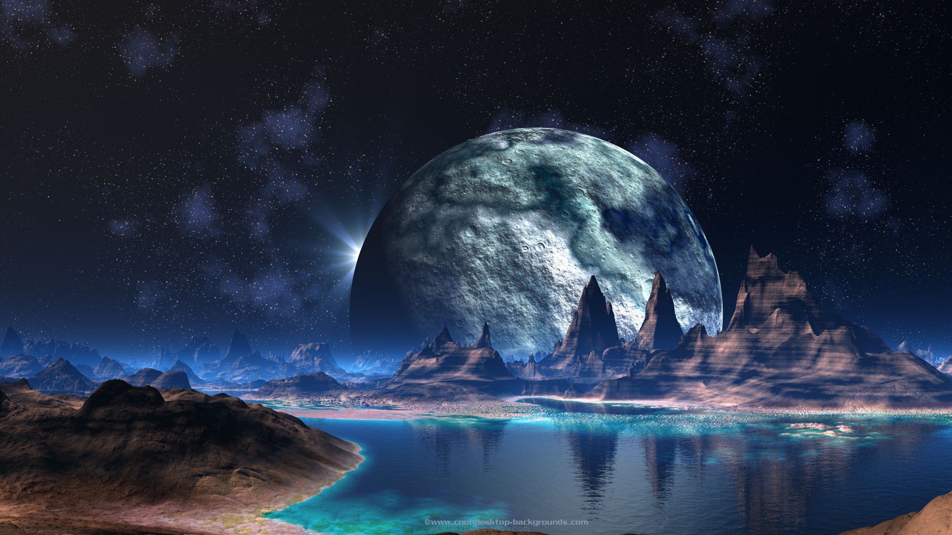 Giant Moon In Fantasy World Wallpaper