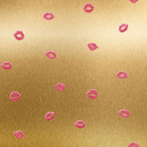 Gold Foil with Pink Smooches Wallpaper   Wall Sticker Outlet
