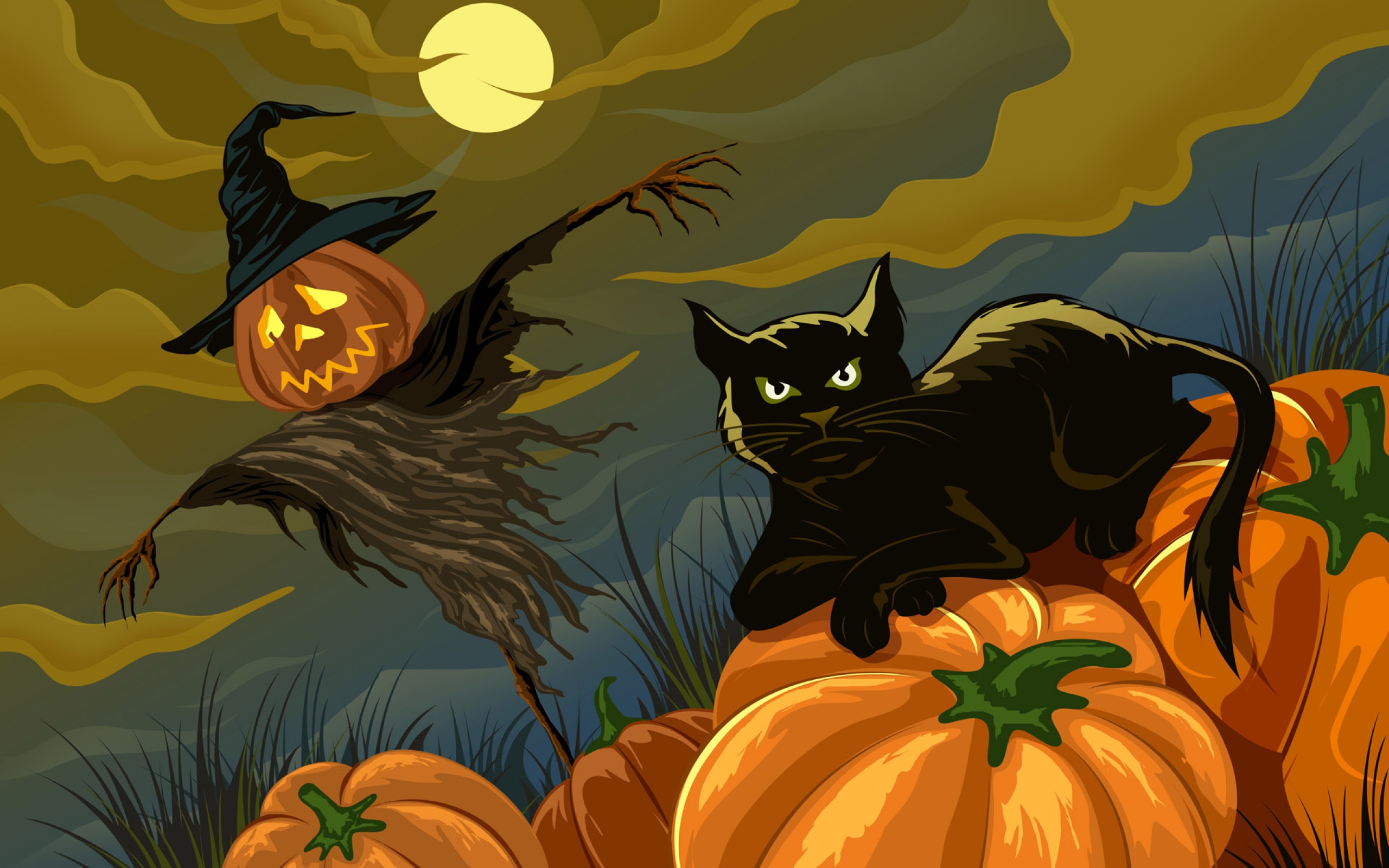 Cute Halloween Cat Pumpkins Lantern Light 4K HD Cat Wallpapers  HD  Wallpapers  ID 91114