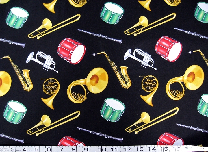 Yd Music Marching Band Instruments Quilt Fabric
