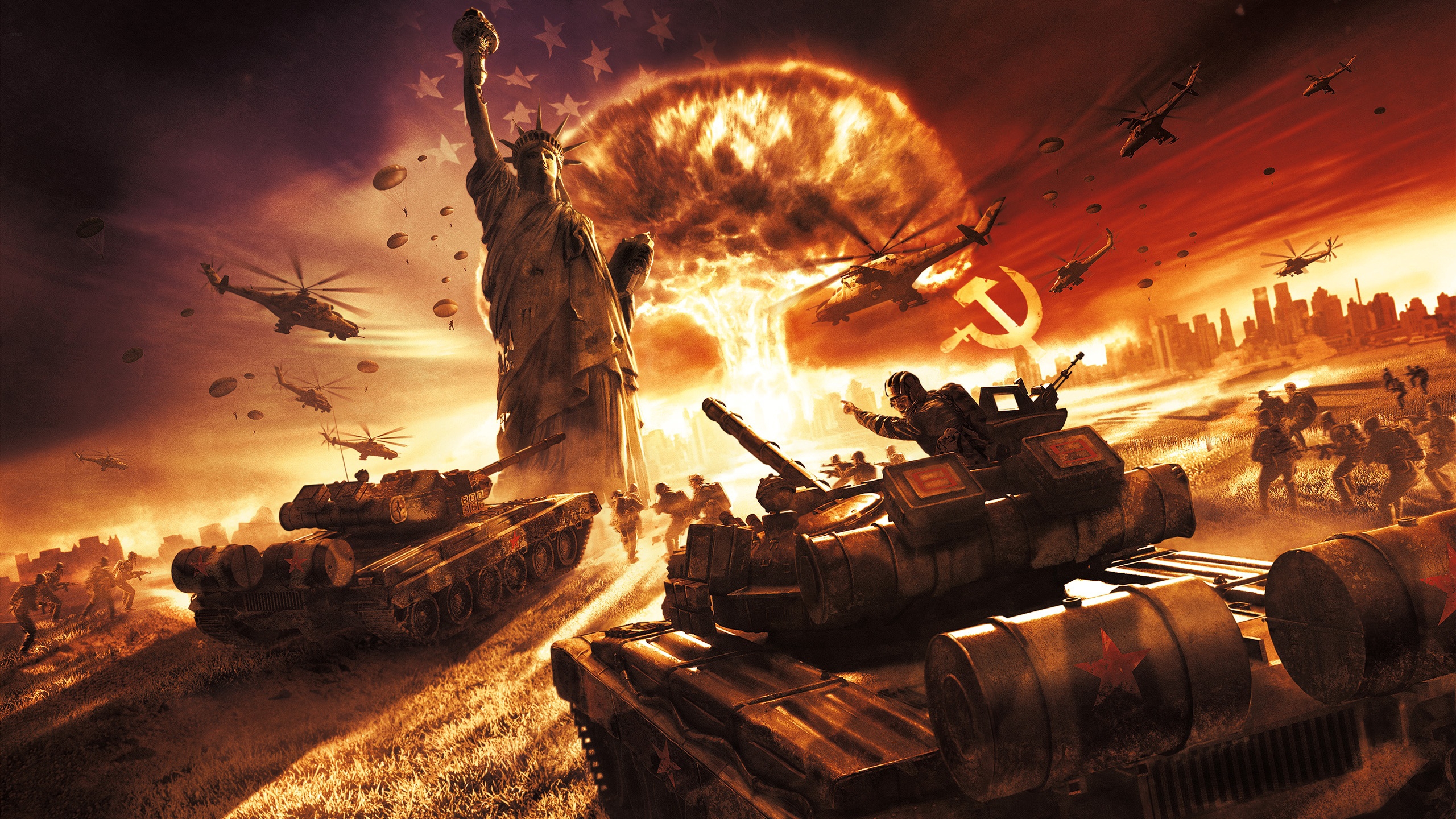 World In Conflict Explosion Statue Of Liberty Wallpaper HD