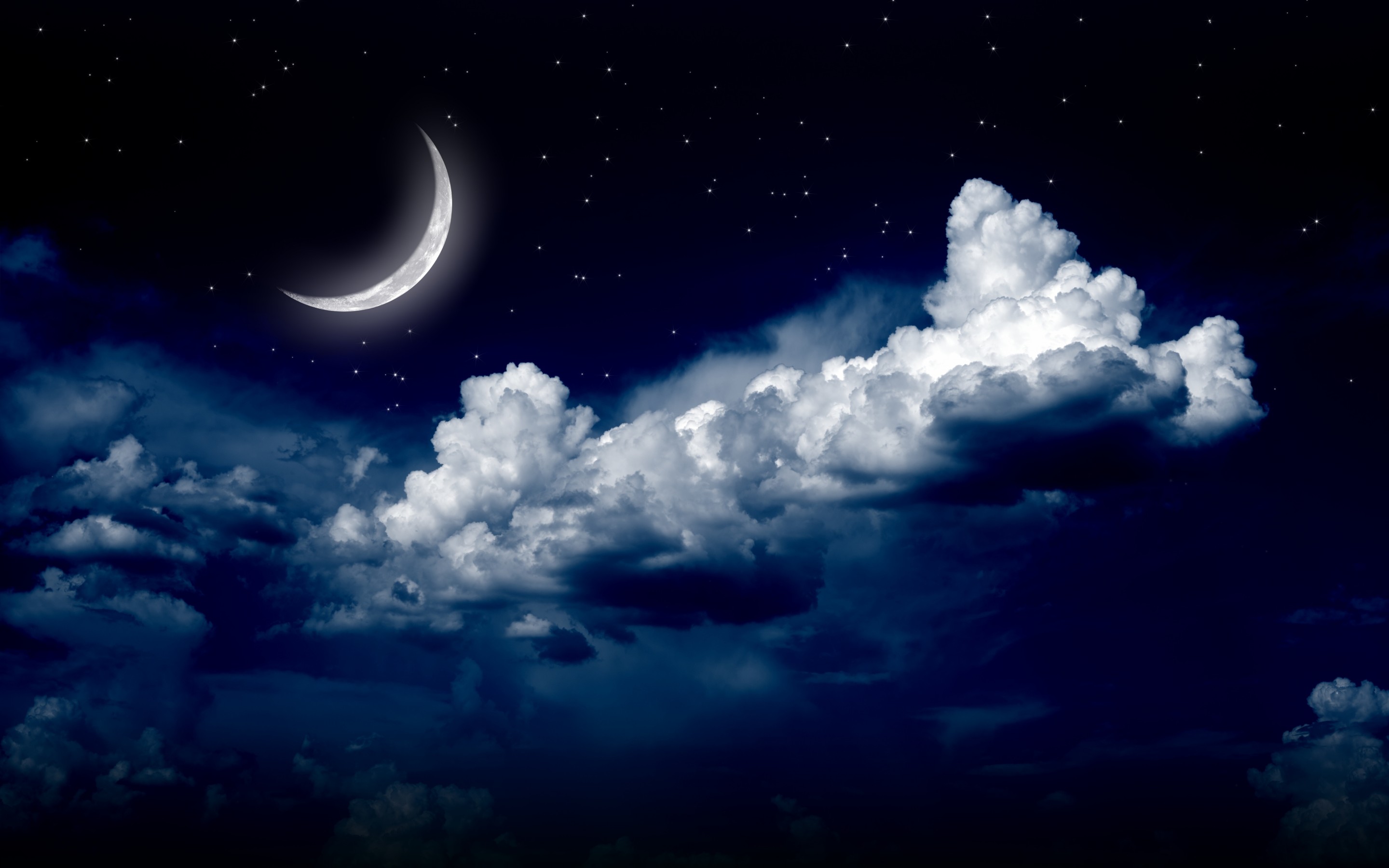 Night Sky With Full Moon And Stars Wallpaper