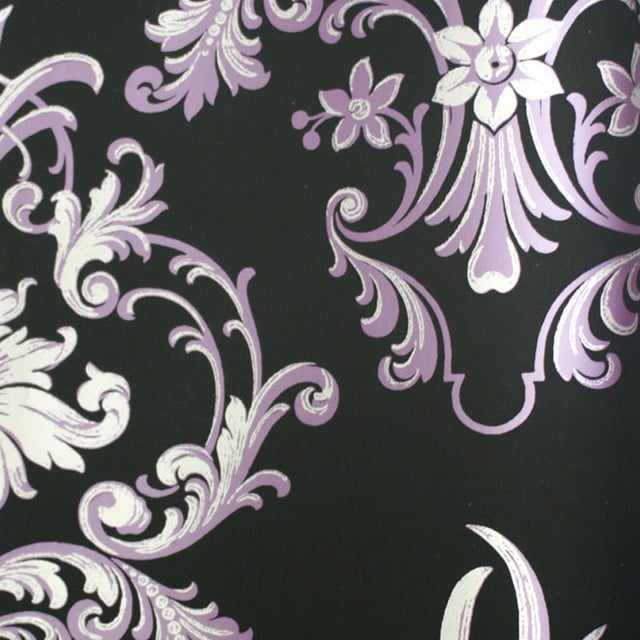  Purple and Silver on Black Wallpaper   Contemporary   Wallpaper   by