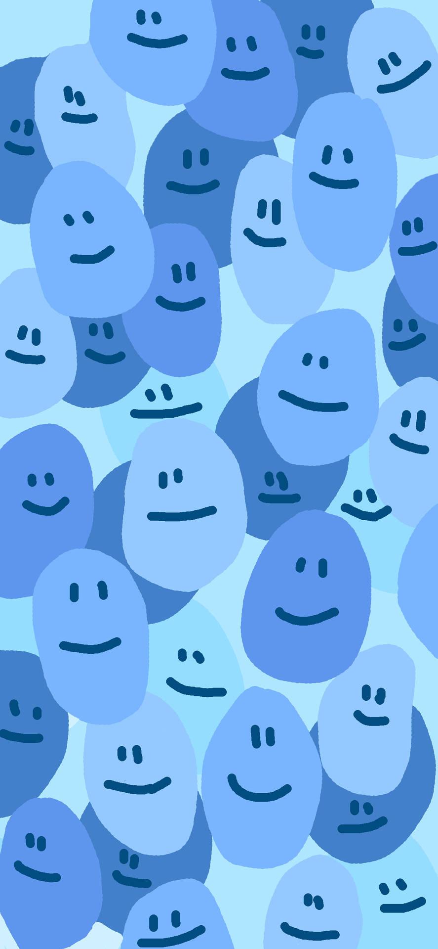 Download Preppy Smiley Face Blue Oblongs Wallpaper