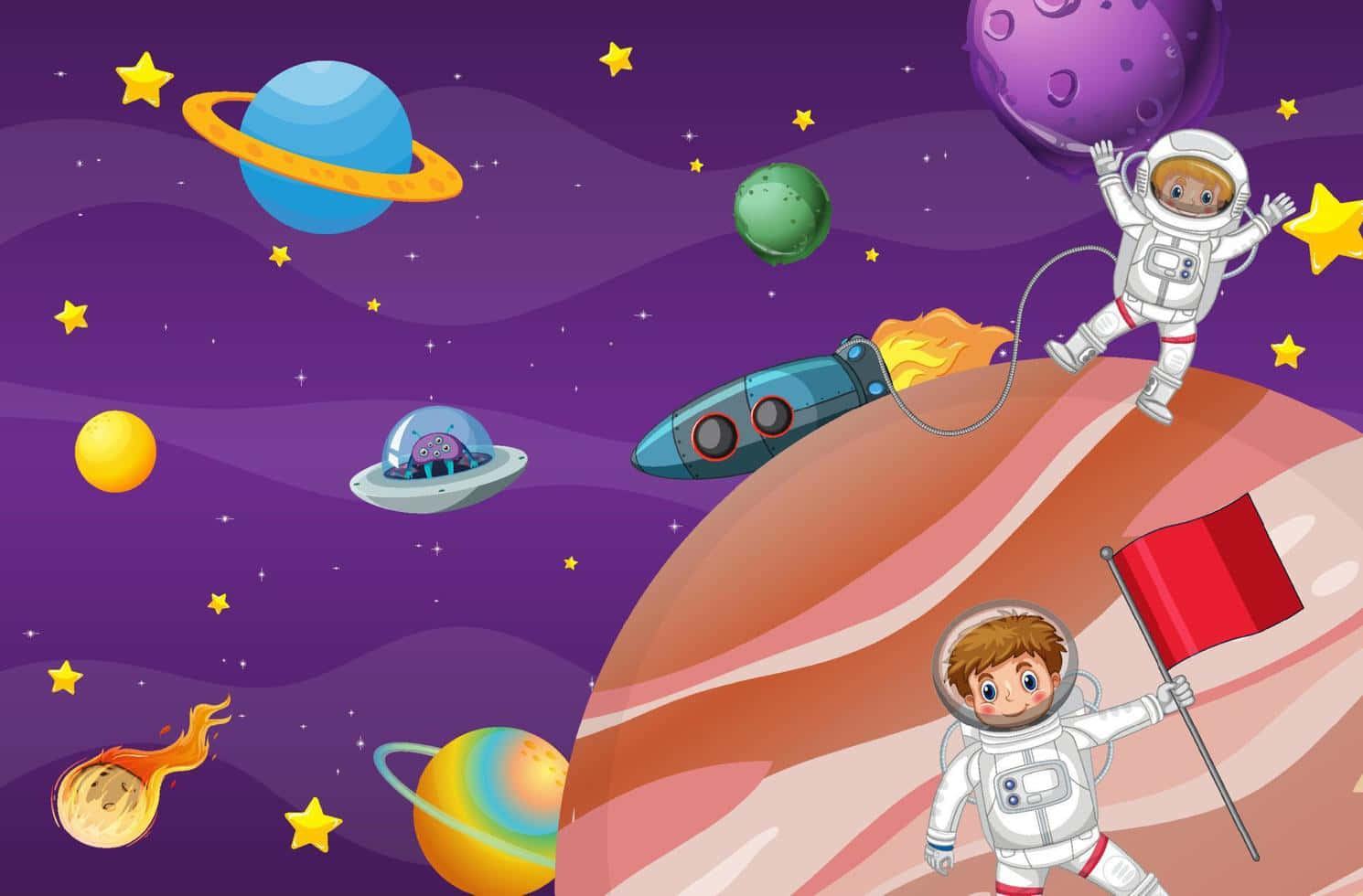 Cartoon Space Background Wallpaper