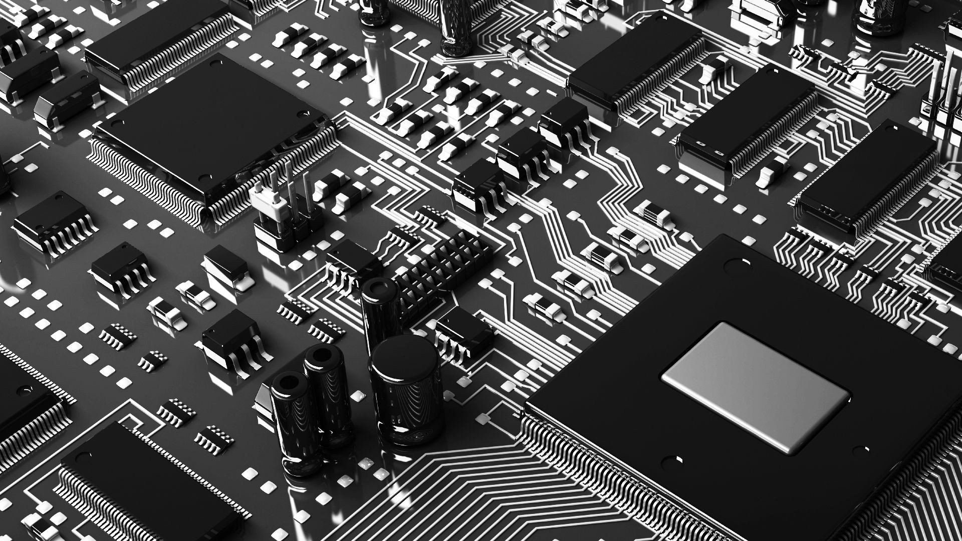 Black And White Noir Motherboards Circuits Wallpaper