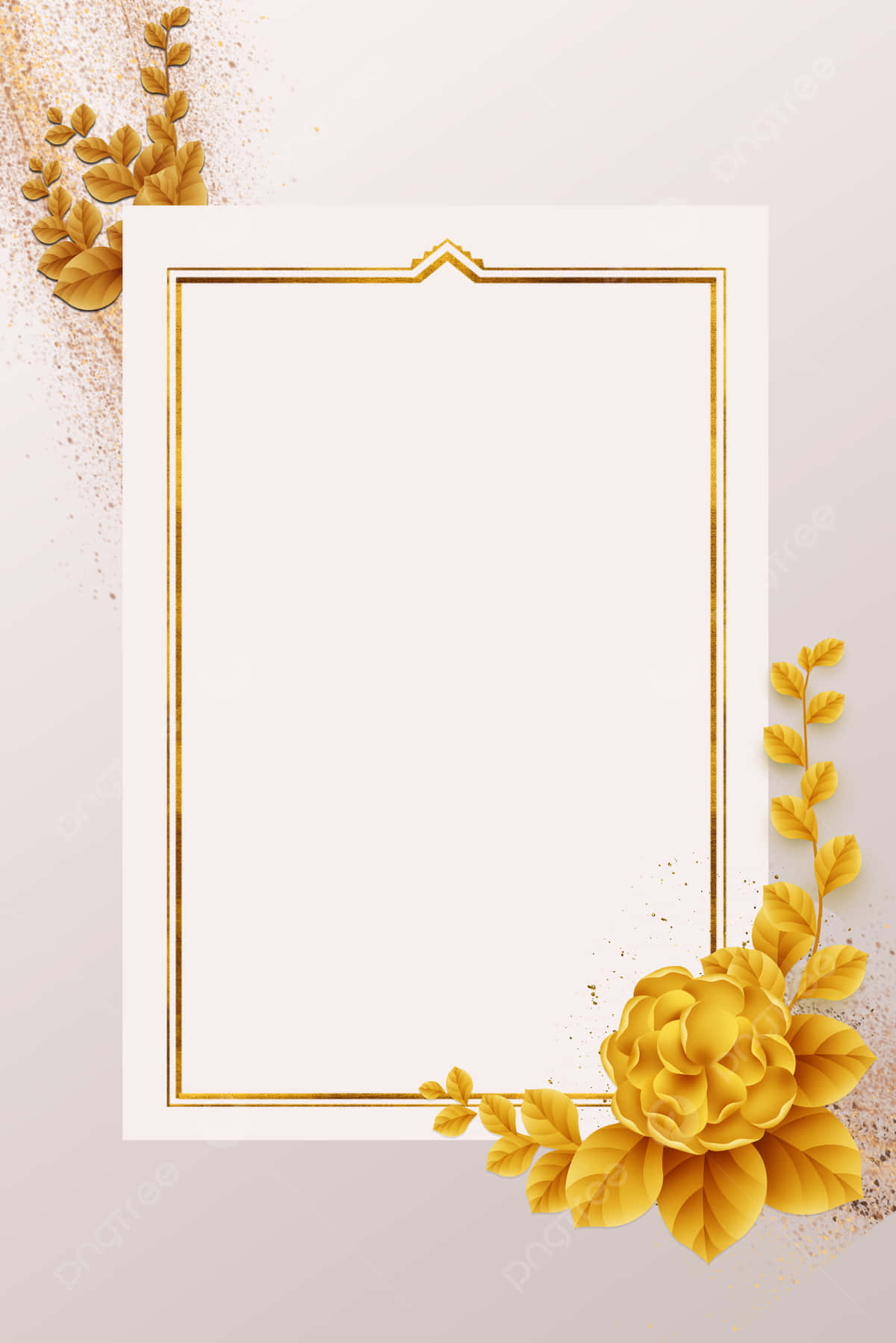Gold Frame And Flowers Wedding Invitation Background Wallpaper