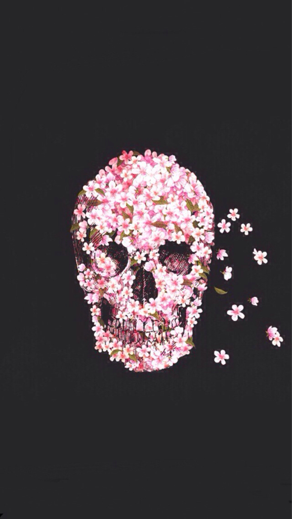 background cute flowers halloween iphone pink skull wallpaper