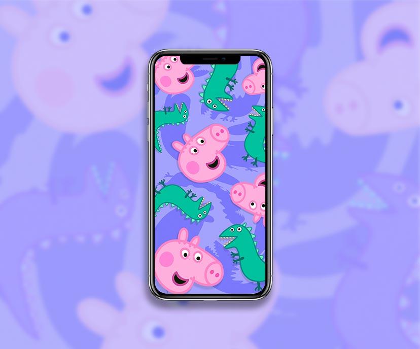 Peppa Pig Wallpaper With George Dinosaur Purple Background HD