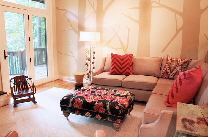 Abstract Tree Murals in Asian Living Room Turn your Picture Into your