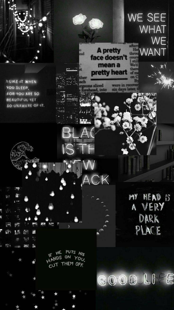 Cute Black Quotes Aesthetic Collage Wallpaper