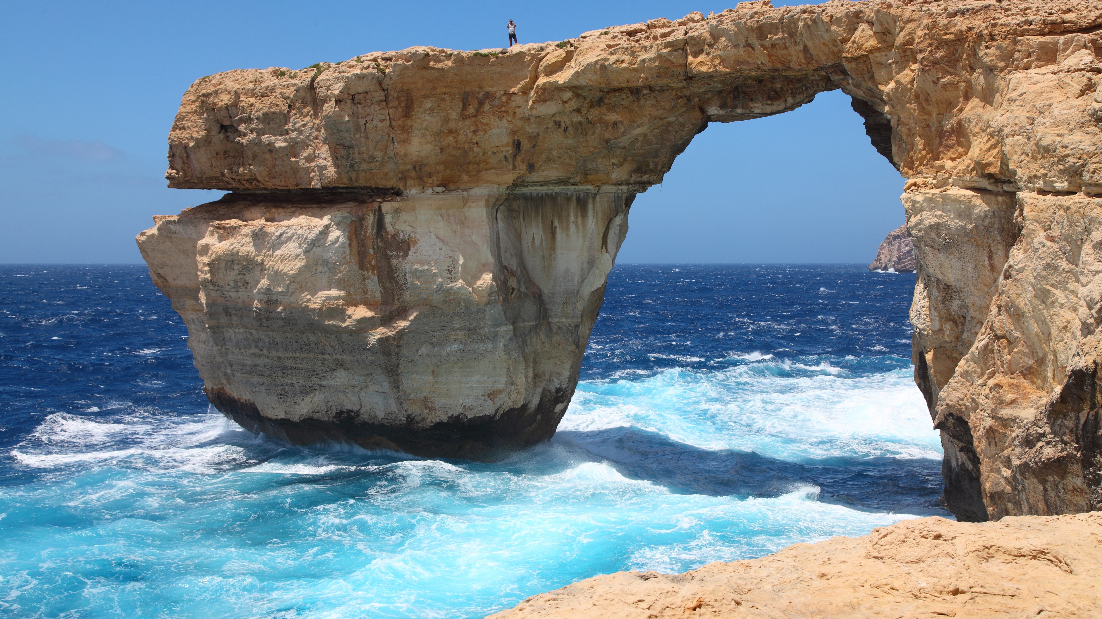 Island Of Malta Azure Window Sea Coast Waves Wallpaper
