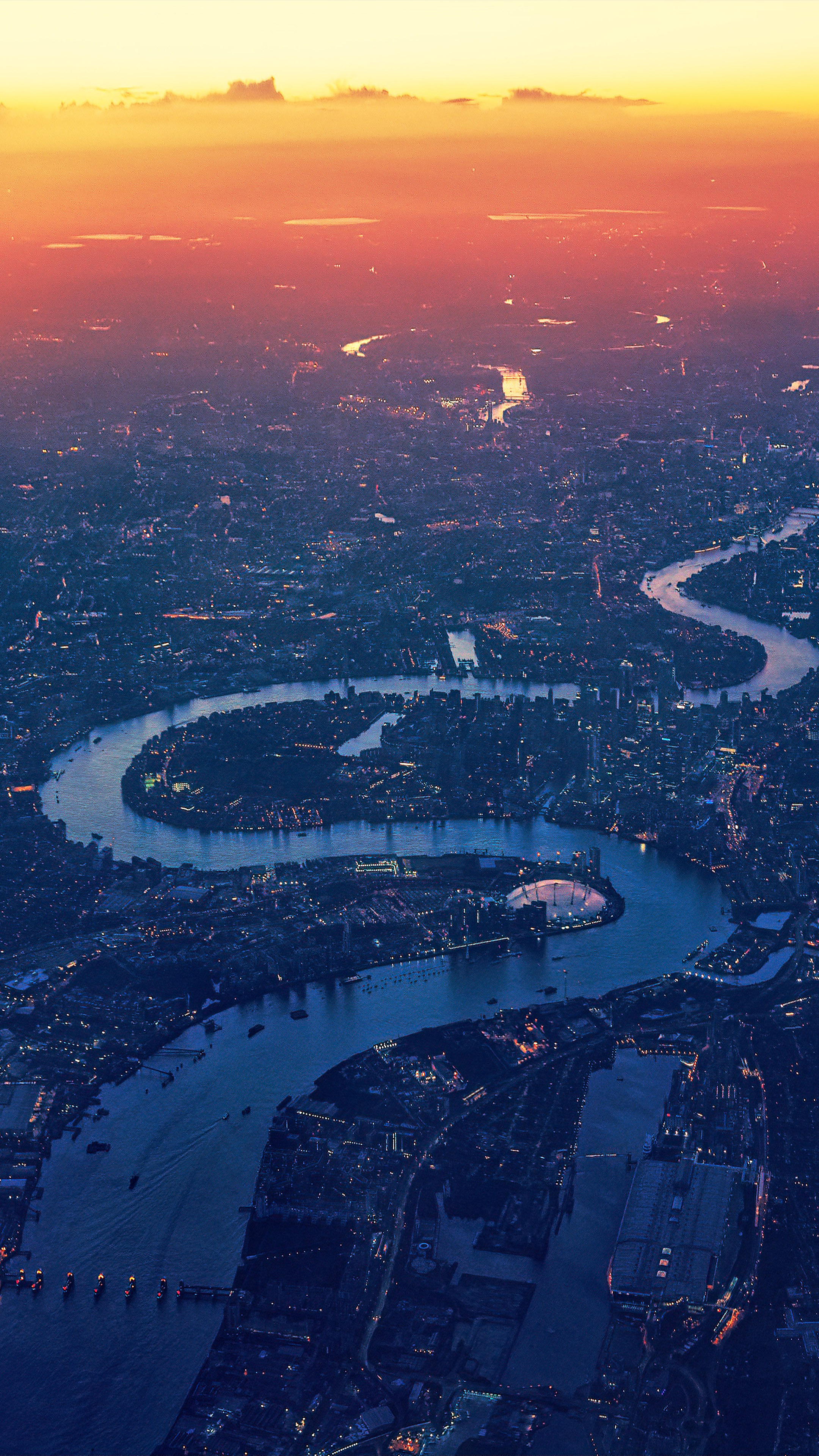 London Cityscape Sunset River Aerial 4k Ultra HD Mobile Wallpaper