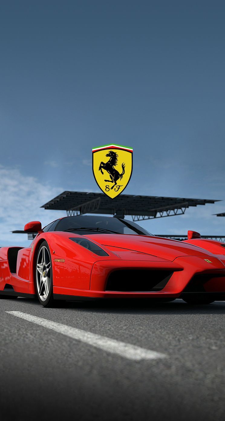 Red Ferrari With Logo iPhone Parallax Wallpaper