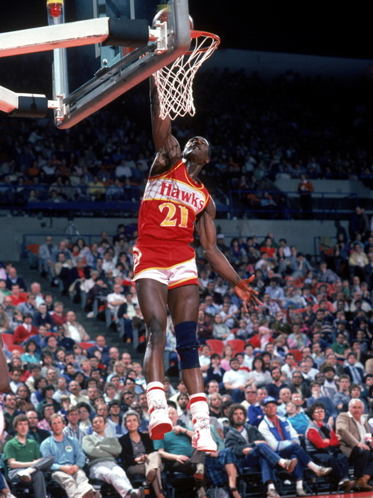 Dominique Wilkins Dunk Atlanta Hawks Retro Basketball Wall Print