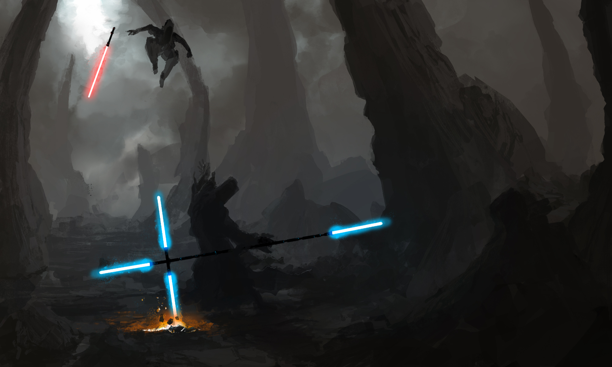 Star Wars Jedi Vs Sith Illustration Desktop Wallpaper