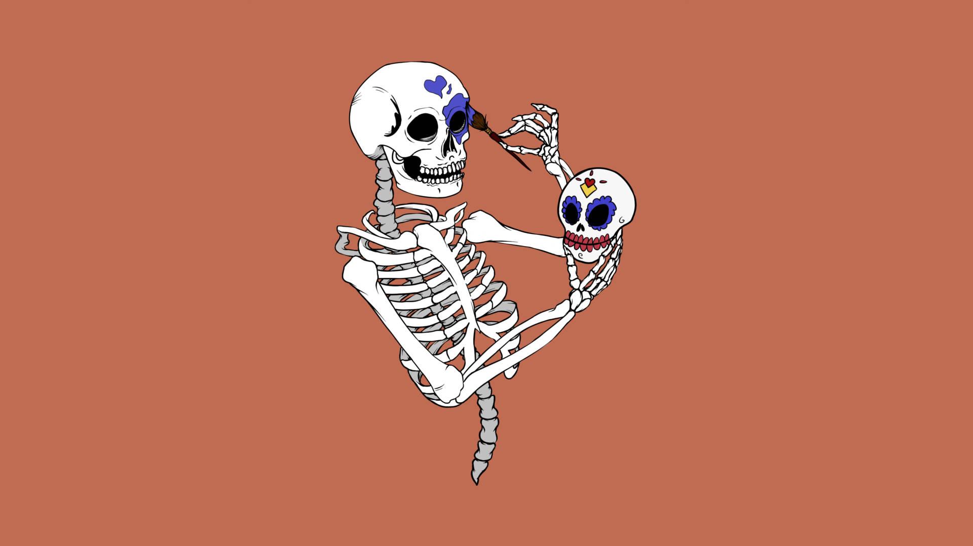 Download Halloween Face Paint Skeleton Desktop Wallpaper