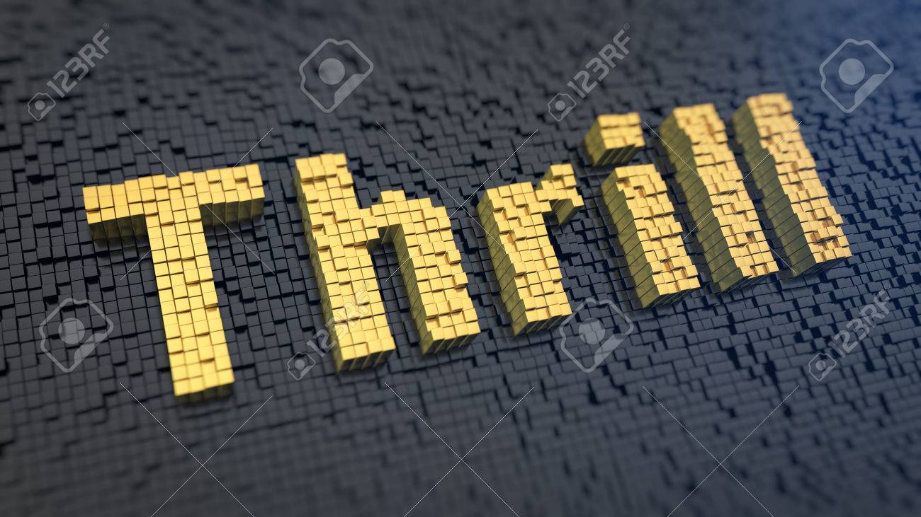 Word Thrill Of The Yellow Square Pixels On A Black Matrix