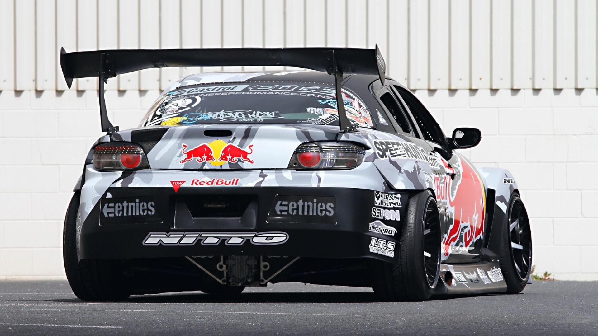 Red Bull Drifting Drift Mazda Rx8 Mad Mike Wallpaper