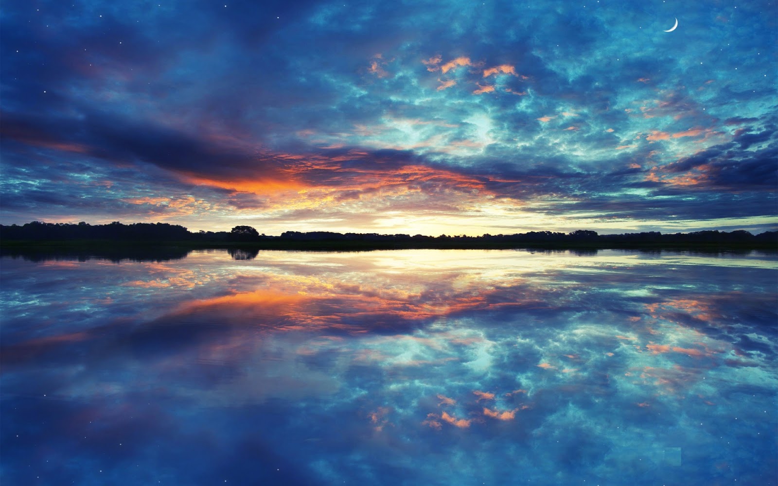 Blue Lake Reflection Full HD Desktop Wallpaper 1080p